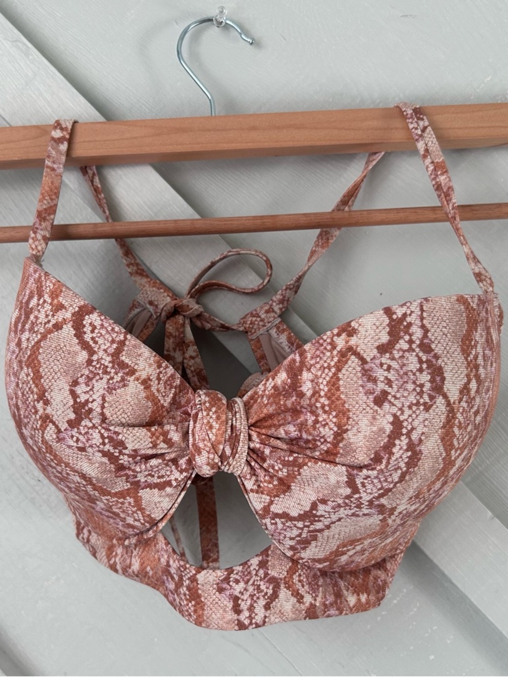 Shade & Shore Snake-Print Tie-Front Bikini Top
